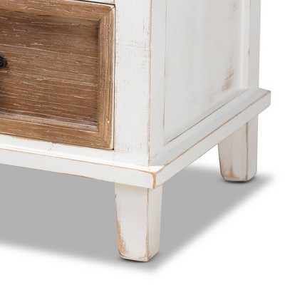Glynn Rustic White and Oak Brown 1-Drawer Nightstand