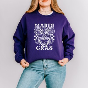 Simply Sage Market Mardi Gras Mask Distressed Sweatshirt - 1 of 4