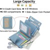 Clotth Wallet for Women - RFID Blocking Leather with 4 ID Windows, 14 Card Slots & Zip Coin Pocket - Perfect for Everyday Carry,Travel - 4 of 4