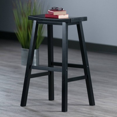 29" Black Wood Saddle Seat Bar Stool