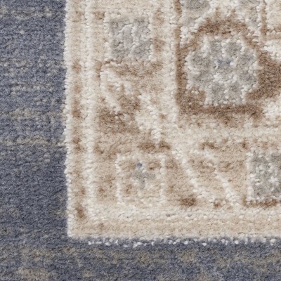 Ivory Blue Medallion Synthetic 4' x 6' Rectangular Rug