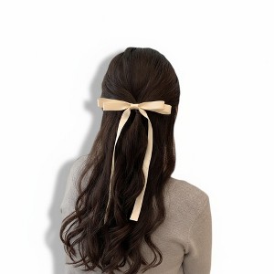 Anna-Kaci Long Ribbon Bow Hair Clip with Sleek Streamer Tails and Elegant Minimalist Design - 1 of 4