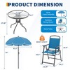 6 Pieces Outdoor Dining Set With Umbrella, Patio Table and 4 Folding Chairs With Umbrella, Garden Patio Furniture Set With Umbrellas, Tempered Glass - 2 of 4