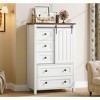 Farmhouse 5-Drawer Dresser with Sliding Barn Door – 48" Tall Wood Chest of Drawers with Adjustable Shelves, - 3 of 4
