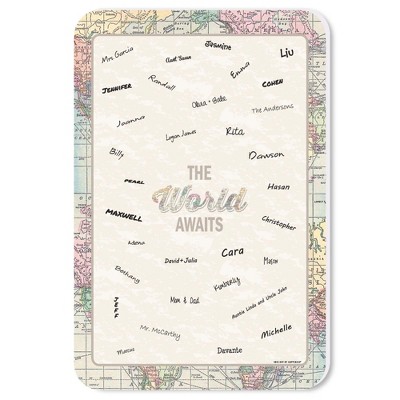 Big Dot of Happiness World Awaits - Guest Book Sign - Travel Themed Party Guestbook Alternative - Signature Mat