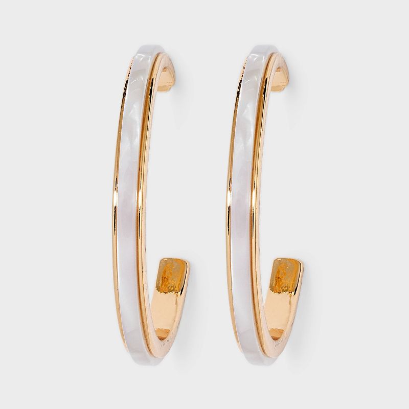 Inlay Hoop Earrings - A New Day&#8482; Gold/White, 1 of 23