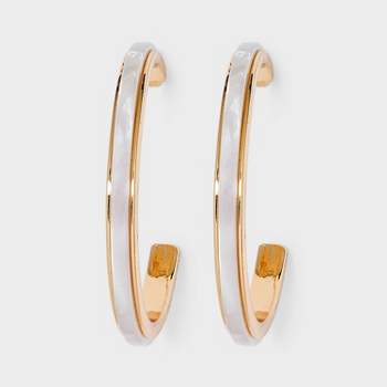 Inlay Hoop Earrings - A New Day™ Gold/White