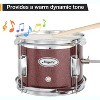 3 Piece Kids Drum Set With Cymbal-2 Drumsticks-Pedal-2 Toms-Throne Stool-Musical Instruments For Boys And Girls-Black - 2 of 4