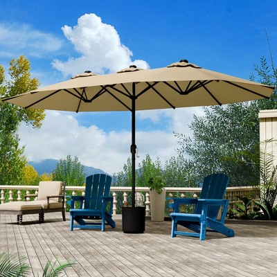 Maggift Patio Umbrella, Large Outdoor Double-Headed Umbrella, With Crank Handle, Powerful UV Protective for Pool, Lawn, Brown, 181.1"*106.2"*94.5"