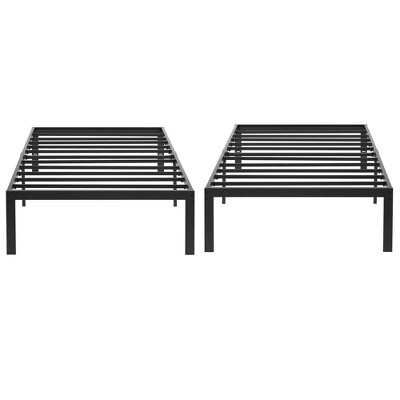 VECELO Twin Bed Frames No Box Spring Needed, Heavy Duty Metal Platform with Steel Slat, Easy Assembly, 39 in. W, Black, 14 in. H 6 Legs