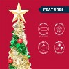JOYFY 5 FT Tinsel Christmas Tree, Pre Lit Collapsible Tree with 50 LED Lights and Ornaments for Home Holiday Christmas Party Indoor Decoration - 2 of 4