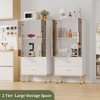 Fluted Glass Door Storage Cabinet - Modern Display Cabinet with Adjustable Shelves - 4 of 4