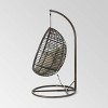 Layla Wicker Hanging Basket Chair Khaki - Christopher Knight Home: Outdoor Swing with Cushion & Steel Stand - 4 of 4