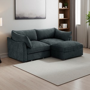 78.7" Chenille L-Shaped Modular Sectional Sofa with Storage Ottomans & Drawers Under Each Seat - 1 of 4