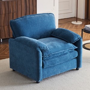 KWPZQEB 38" Oversized Chenille Lounge Chair, Comfy Cloud Single Couch with Double-Layered Seat Cushion, Plush Reading Armchair for Living Room - 1 of 4