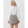 Allegra K Women's Plaid High Elastic Waist Button Decor Above Knee Length Mini Tweed Skirt - 4 of 4