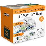 25 Vacuum Storage Bags - Compression Packs for Storing Clothes and Linens - Airtight Space-Saving Bags in 4 Sizes with Pump by Home-Complete (Clear)