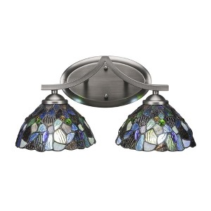 Toltec Lighting Zilo 2 - Light Vanity in  Graphite with 7" Blue Mosaic Art Glass Shade - 1 of 1