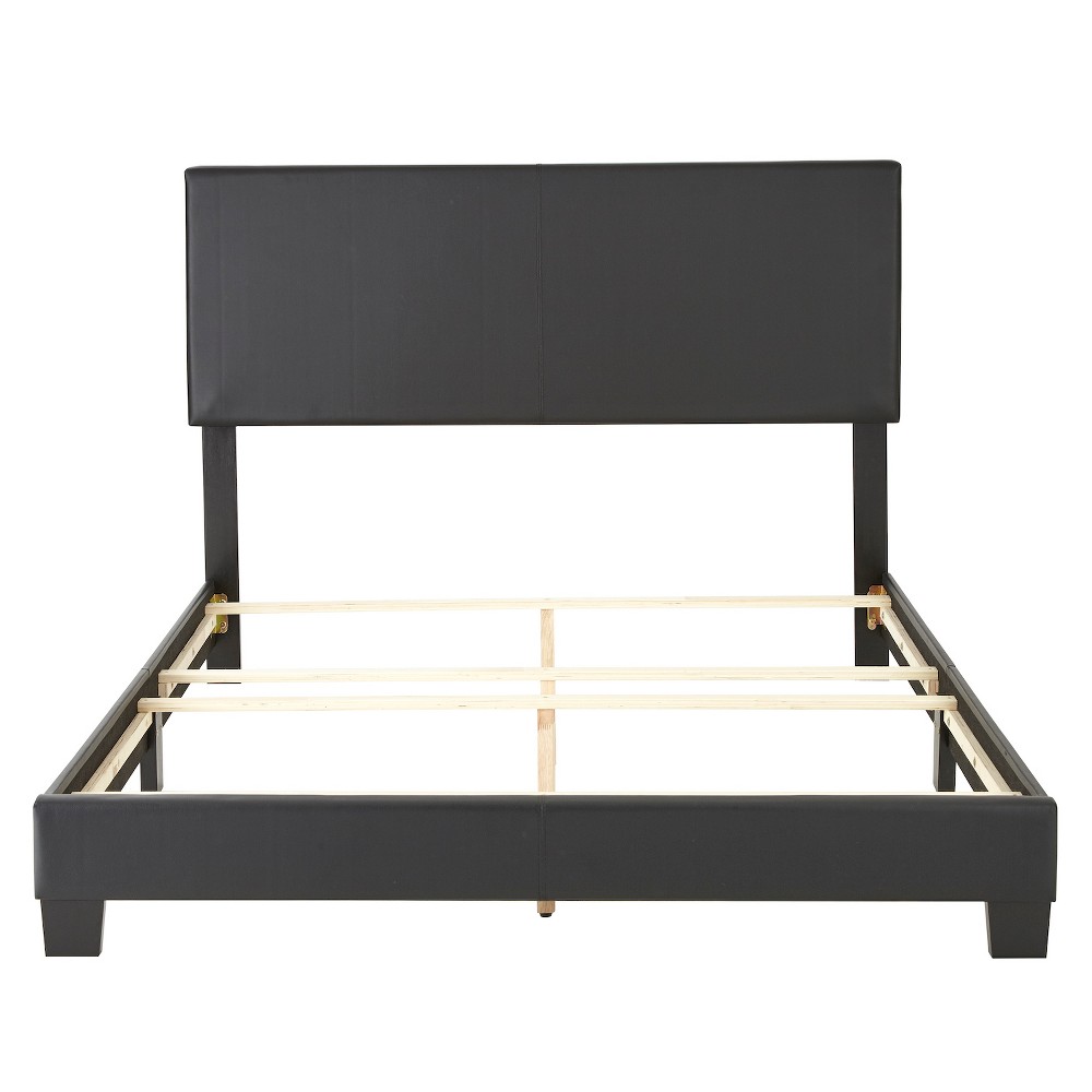 Photos - Bed King Langley Faux Leather Upholstered  Frame Black - Eco Dream