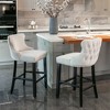 COWLOWN Set of 2 Velvet Upholstered Wingback Bar Stools, Tufted Bar Chairs with Chrome Nailhead Trim - 3 of 4