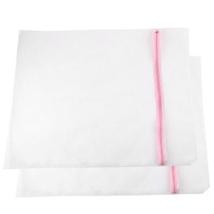 Unique Bargains Nylon Household Zipper Mesh Laundry Bag 60 x 48cm White 2 Pcs - 1 of 4