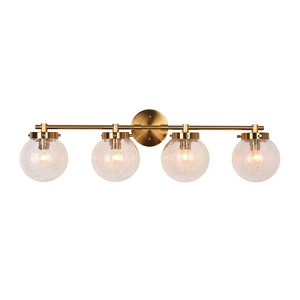 LNC Ariene 29.5-in W 4-Lights Polished Gold with Crackle Glass Globe Modern/Contemporary  Vanity  Lights - 1 of 4