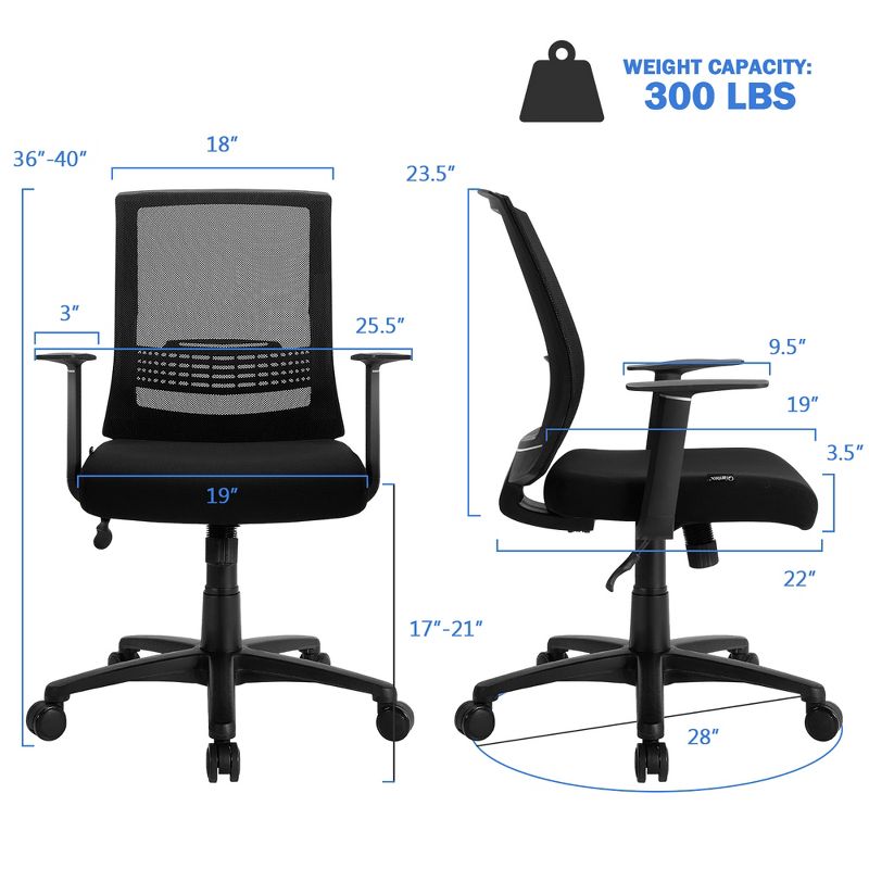 Costway Height Adjustable Mesh Office Chair  Task Chair  w/Lumbar Support, 3 of 11