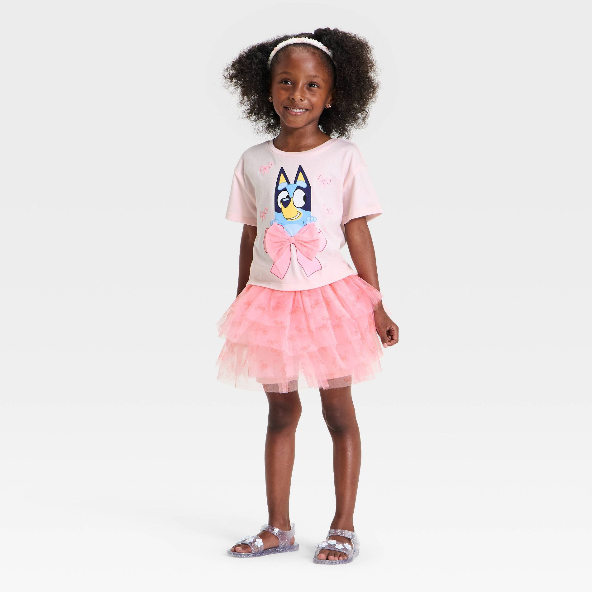 Toddler Girls' 2pc Bluey Bow T-Shirt & Tulle Skirt Set - Pink