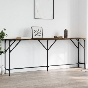 vidaXL Console Table Smoked Oak 78.7 in.x11.4 in.x29.5 in. Engineered Wood - 1 of 4