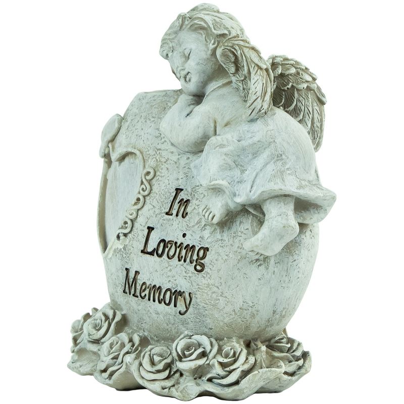 Northlight 6.5" Religious "In Loving Memory" Sleeping Angel Bereavement Outdoor Patio Garden Statue - Gray, 4 of 6