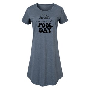 Women's - Peanuts - Snoopy's Pool Day Graphic T-shirt Dress - 1 of 4