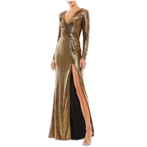 Mac Duggal Womens Metallic Long Asymmetrical Gown Dress - 1 of 2