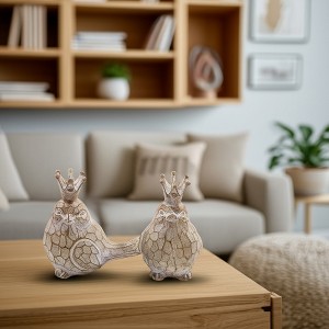 Sagebrook Home Set of 2 Gold Bird Figurines - Contemporary Polyresin 4" Royal Bird with Crown Home Decor - Office or Home Decorative Accent - 1 of 4