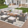 Buenhomino 6-Piece Outdoor Wicker Furniture Set – Sofa, 2 Chairs, 2 Ottomans & Coffee Table with Cushions, Weather-Resistant PE Rattan Patio Set - 3 of 4