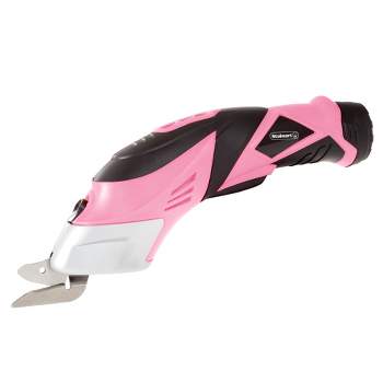 Fleming Supply Cordless 3.6V Power Scissors With 2 Blades and Rechargeable Battery for Fabric, Cardboard, and Carpet - Pink