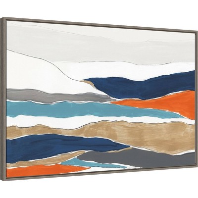 Orange and Blue Abstract Landscape Canvas Wall Art
