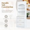 Okak 84" Freestanding Tall Kitchen Pantry Sideboard Cabinet with Storage & Faux Marble Top, Cupboard Buffet Cabinet for Dining Room - 3 of 4