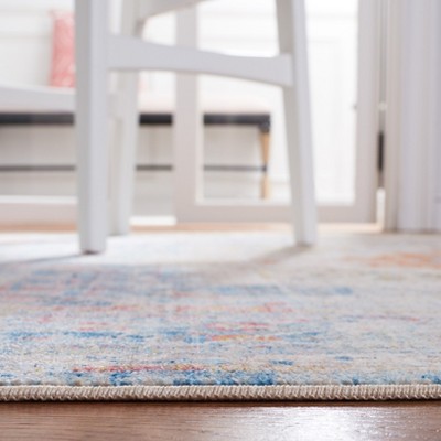 Handmade Blue Synthetic Easy Care Runner Rug 26" x 7'