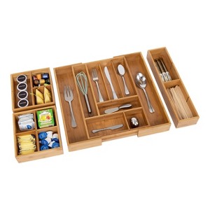 Seville Classics 4pc Bamboo Expandable Drawer Organizer and Box Set - 1 of 4