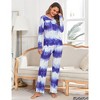 Women's Pajama Set Tie Dye Two Piece Long Sleeve Tops and Pants Sleepwear Soft Loungewear Pjs - 2 of 4