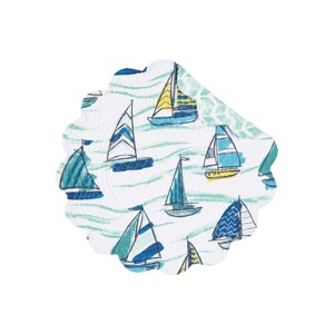C&F Home Dockside Cotton Quilted Round Reversible Placemat Set of 6 - 1 of 4