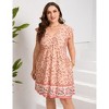 Plus Size V-Neck Flutter Sleeve Boho Print High Waist Dress with Pocket - 3 of 4
