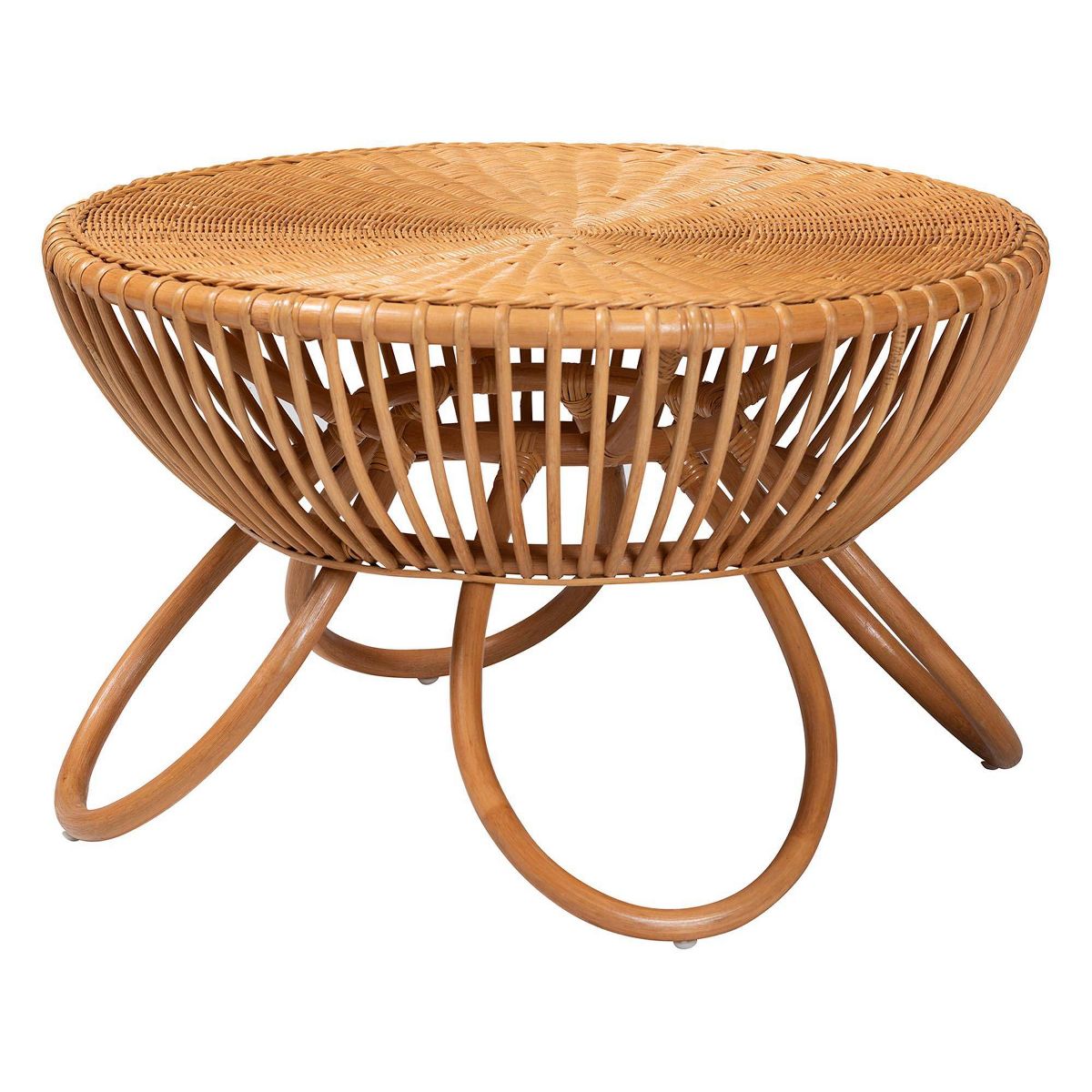 bali & pari Abel Natural Rattan Coffee Table with Splayed Legs Light Honey - thumbnail 8