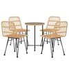 vidaXL Bistro Set Outdoor Patio Balcony Table and Chairs Rattan Look 5 Piece - Brown - 3 of 4