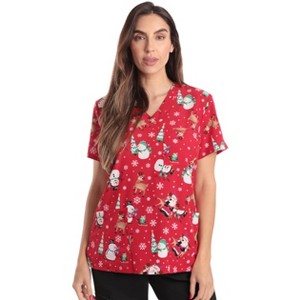 Just Love Women's Scrub Tops / Holiday Scrubs / Nursing Scrubs for Christmas - 1 of 3