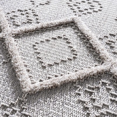 Amaga Gray and Cream High-Low Polyester Runner Rug