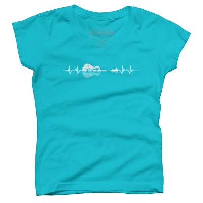 Girl's Design By Humans Nature Guitar Heart Beat By Maryedenoa T-Shirt