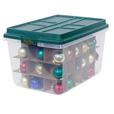 Hefty 72qt Holiday Hi-Rise Clear Ornament Storage Box