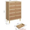 Rattan 5 Drawer Dresser for Bedroom, Chest of Drawers with Deep Drawers, Large Double Dresser for Closet with Wide Top, Tall Wooden Dresser - 2 of 4