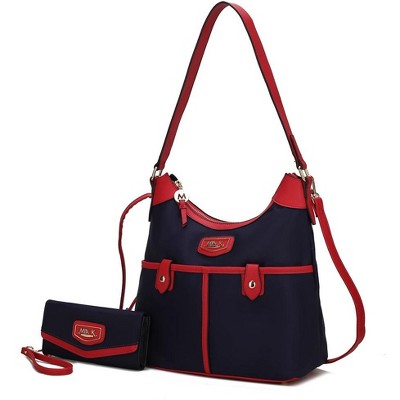 MKF Collection Harper Nylon Shoulder Hobo Bag with Matching Wallet by Mia K